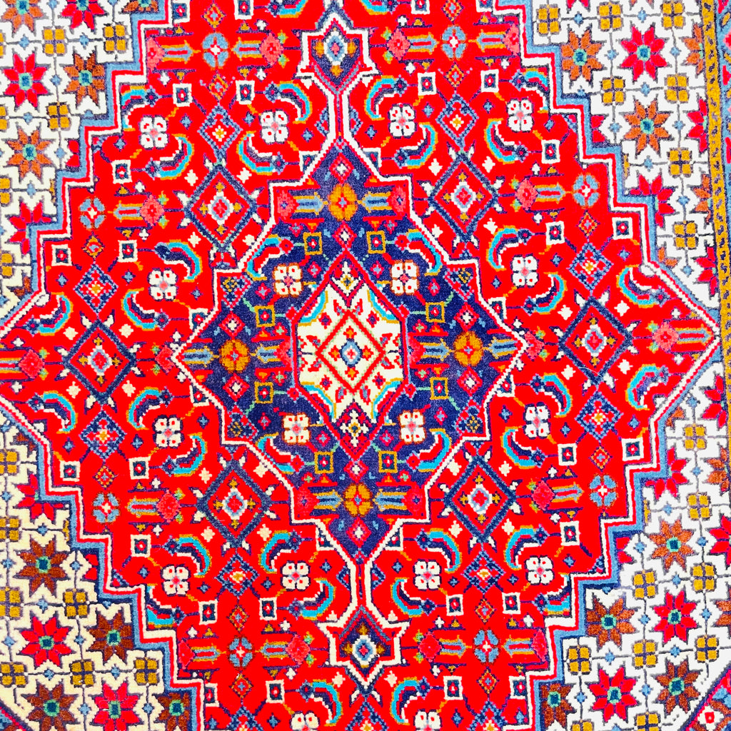 Orientteppich Rot Blau Medaillon, handgeknüpftes Unikat – Ansicht 5