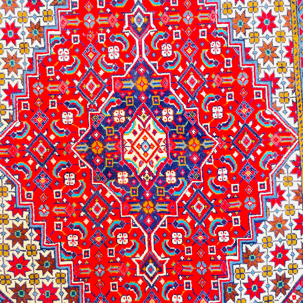 Orientteppich Rot Blau Medaillon, handgeknüpftes Unikat – Ansicht 5