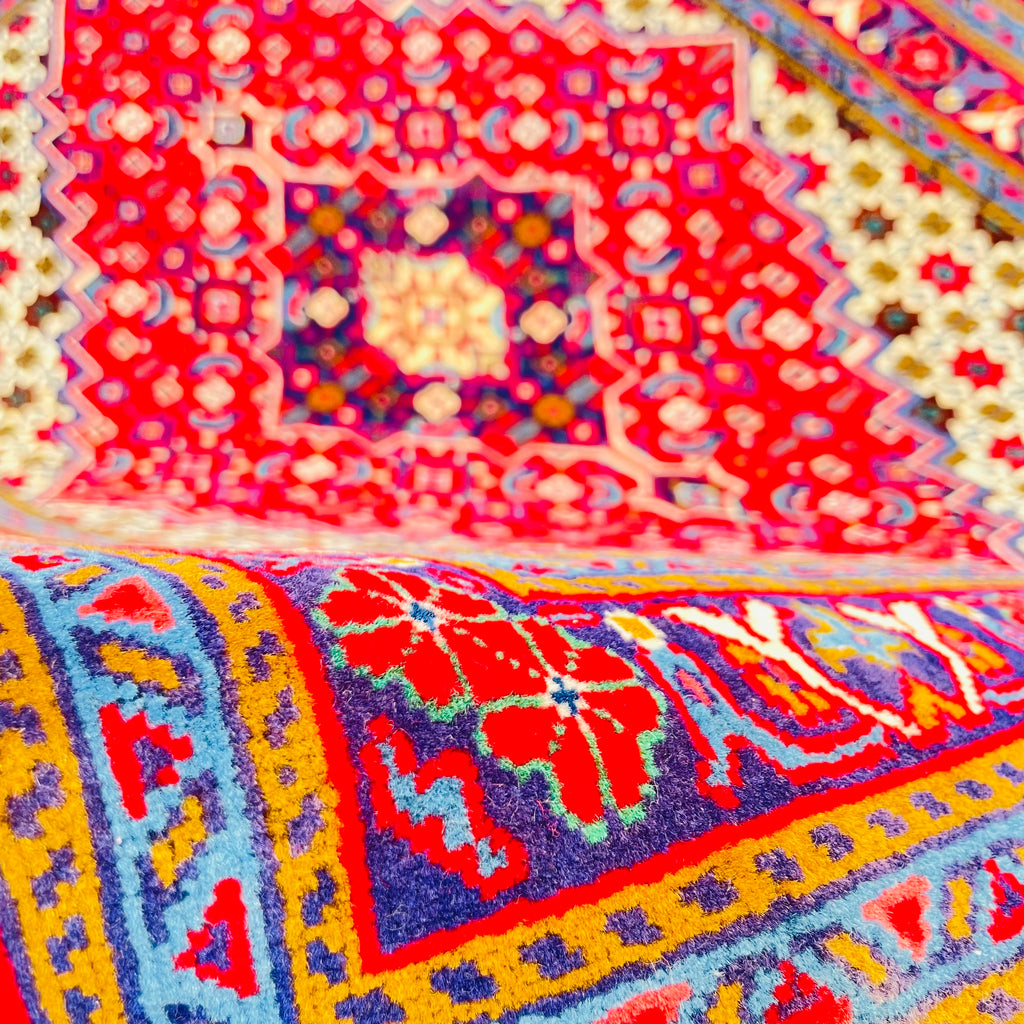 Orientteppich Rot Blau Medaillon, handgeknüpftes Unikat – Ansicht 6