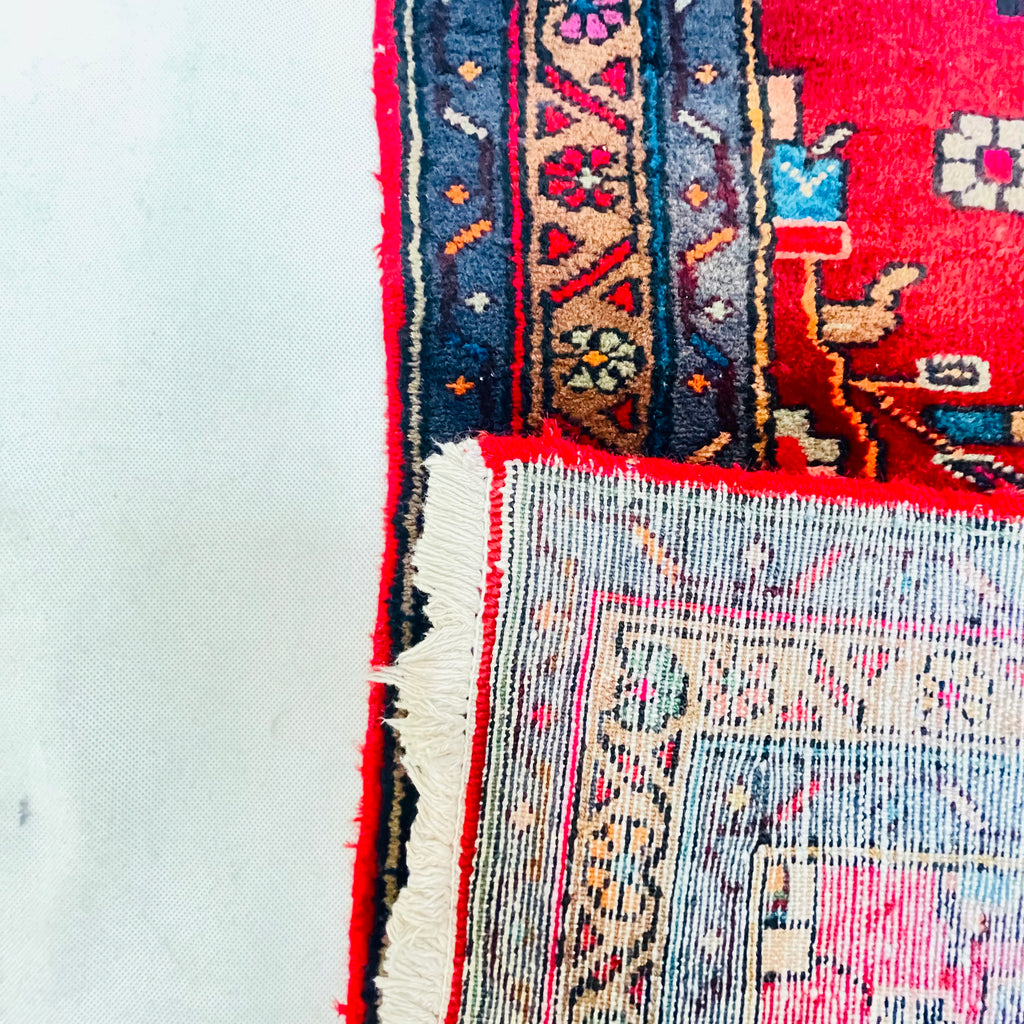 Orientteppich Läufer Rot Blau Medaillon, handgeknüpftes Unikat – Ansicht 9