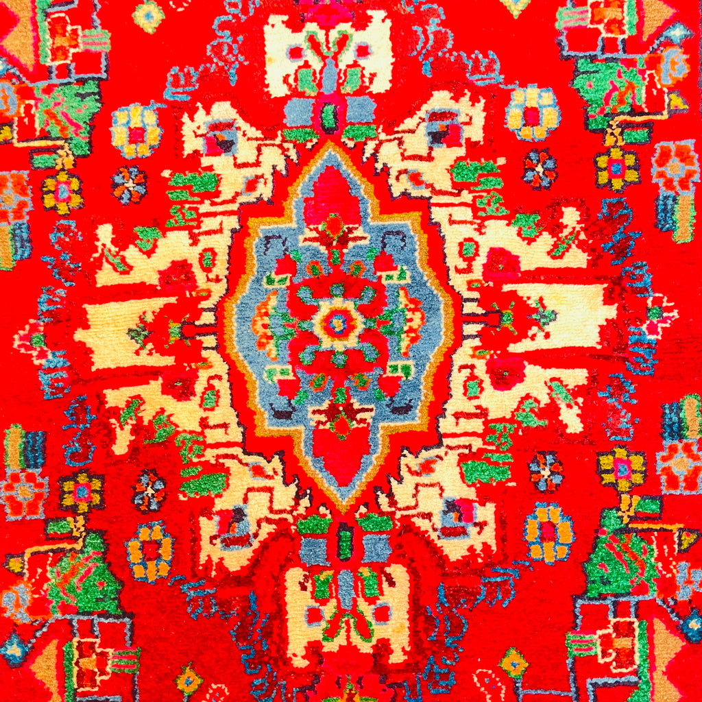 Orientteppich Rot Blau Medaillons, handgeknüpftes Unikat – Ansicht 6