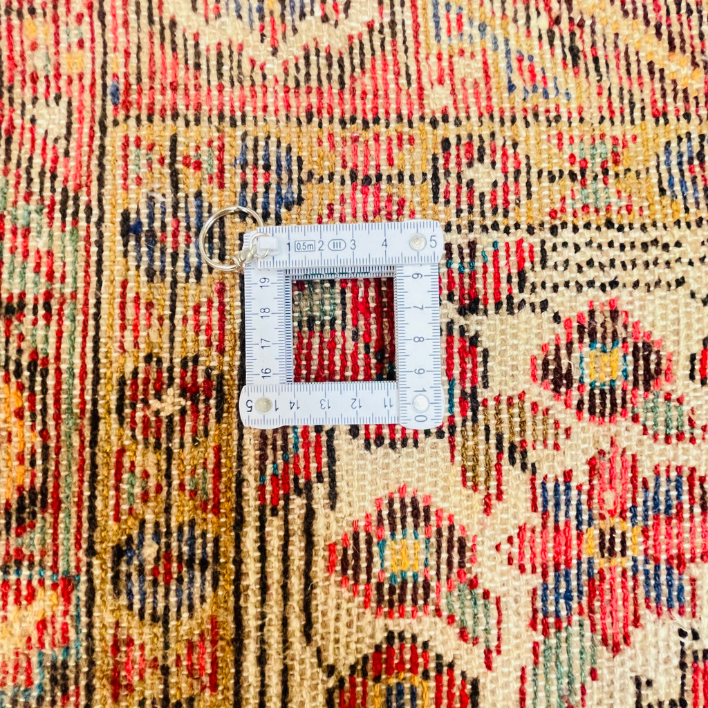 Orientteppich Rot Beige Blau Rautenmedaillons, handgeknüpftes Unikat – Ansicht 11