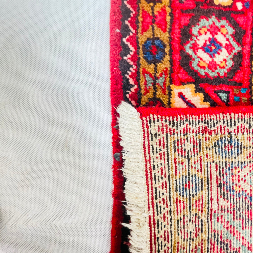 Orientteppich Rot Beige Blau Rautenmedaillons, handgeknüpftes Unikat – Ansicht 12