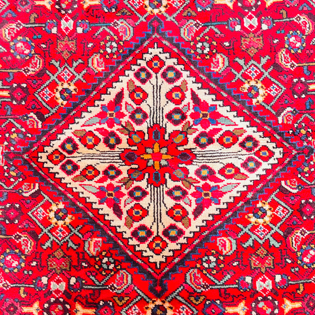 Orientteppich Rot Beige Blau Rautenmedaillons, handgeknüpftes Unikat – Ansicht 9