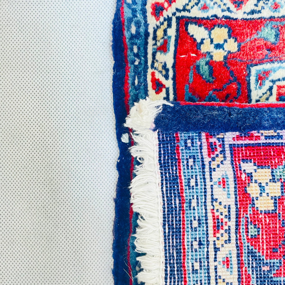 Poshti Orientteppich Blau Rot Rautenmedaillon, handgeknüpftes Unikat – Ansicht 8