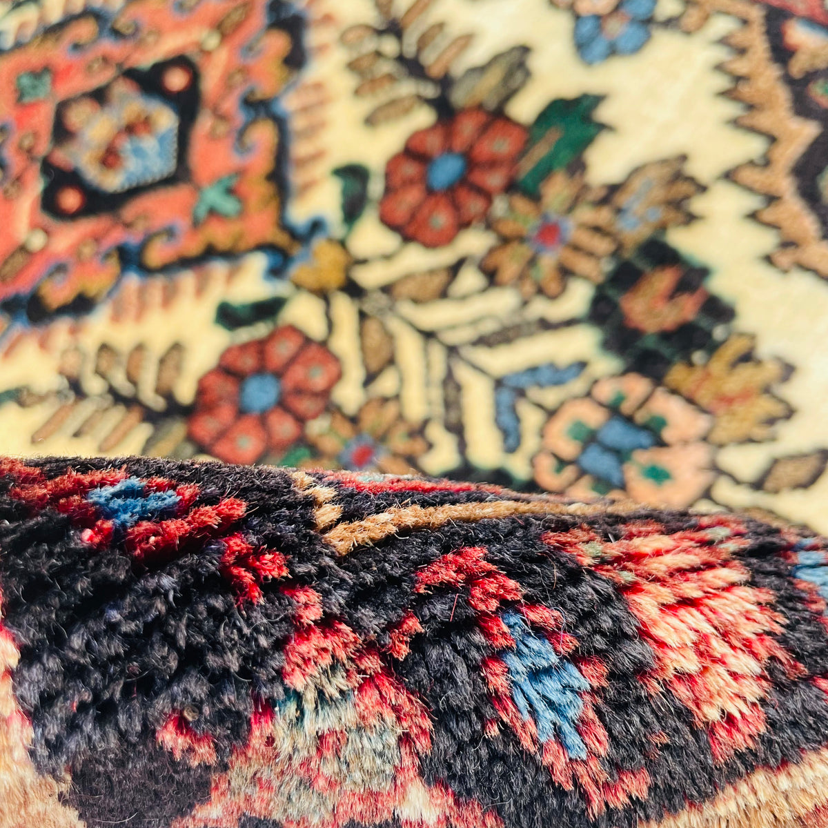 Poshti Orientteppich Beige Rot Medaillon, handgeknüpftes Unikat – Ansicht 7