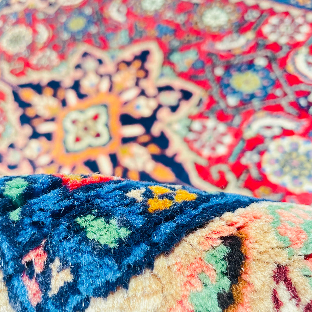 Poshti Orientteppich Rot Blau Sternmedaillon, handgeknüpftes Unikat – Ansicht 8