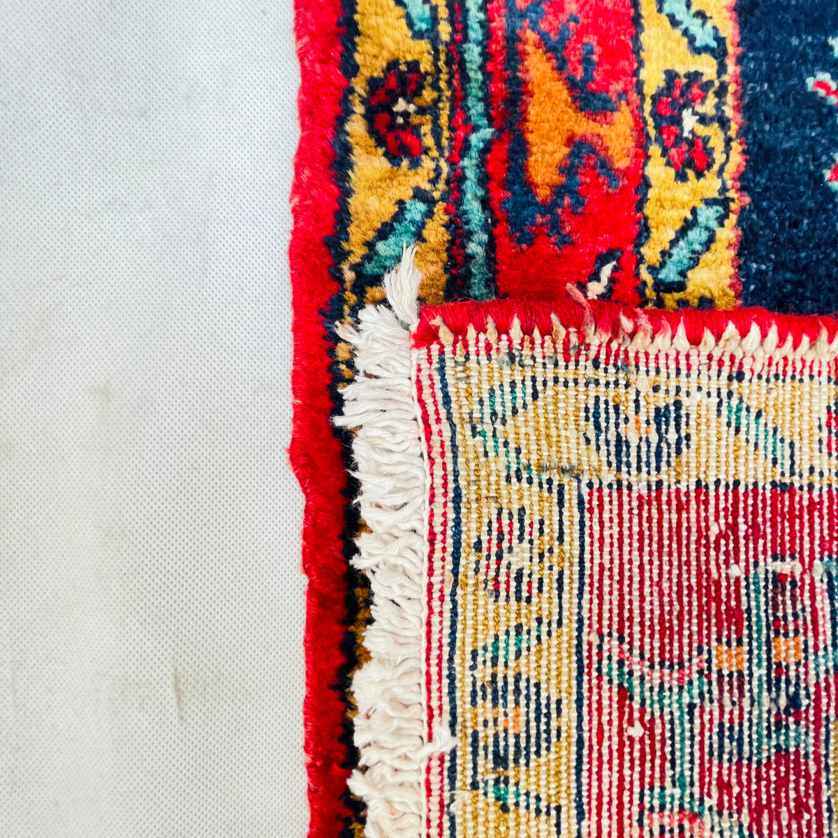 Orientteppich Blau Rot Gelb Rautenfeld, handgeknüpftes Unikat – Ansicht 10