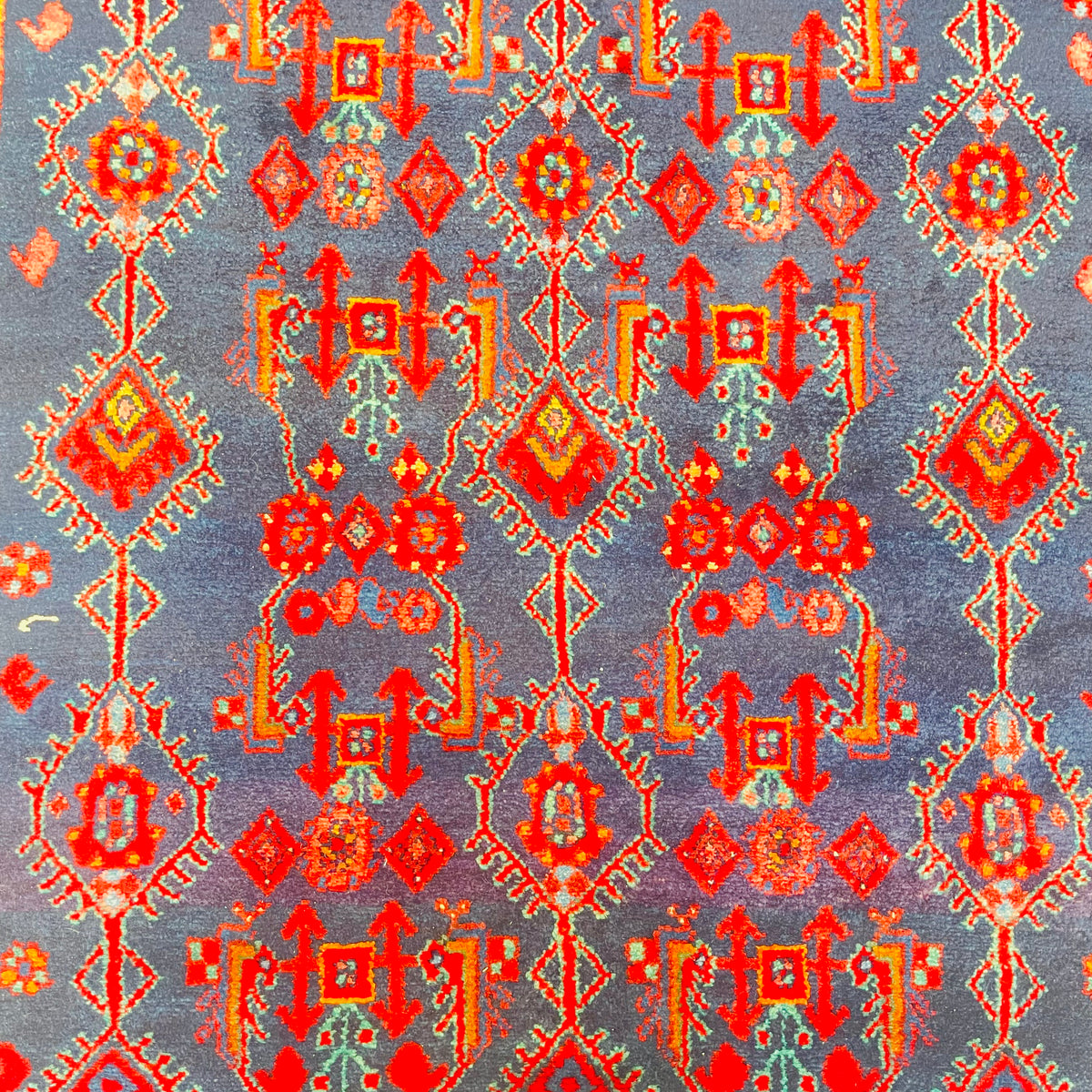 Orientteppich Blau Rot Gelb Rautenfeld, handgeknüpftes Unikat – Ansicht 7