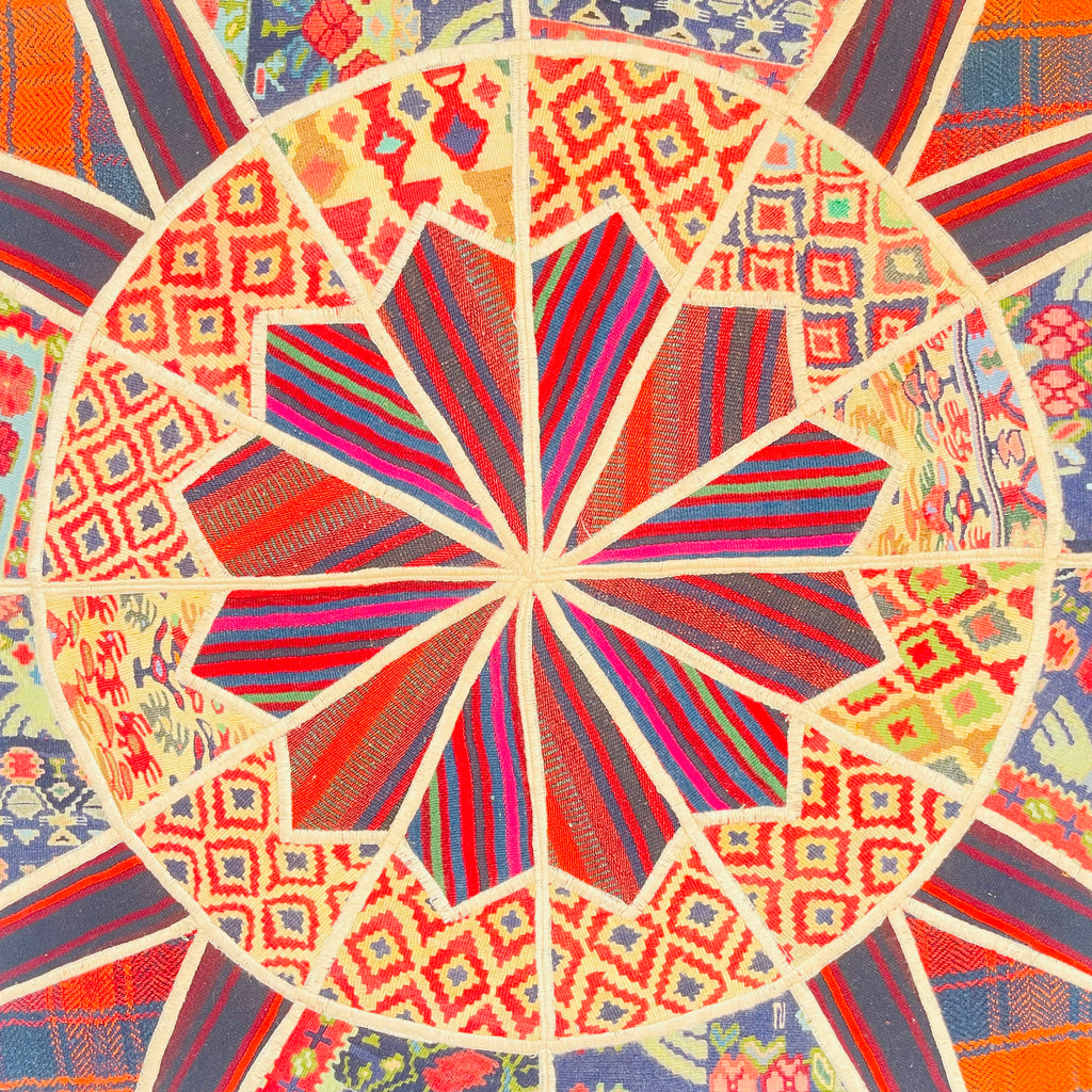 Kelim Teppich Rosette Patchwork Bunt, handgewebtes Unikat – Ansicht 8