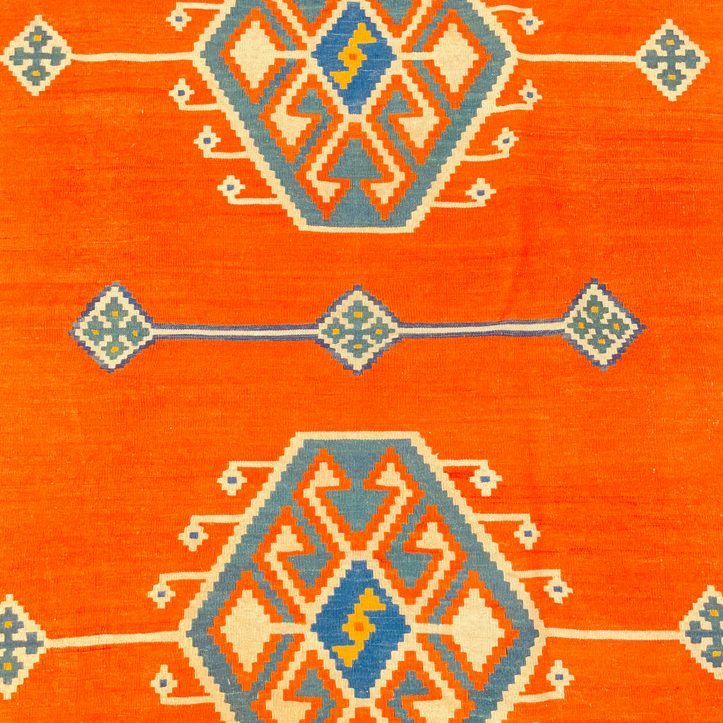Kelim Teppich Orange Doppelmedaillon, handgewebtes Unikat – Ansicht 6