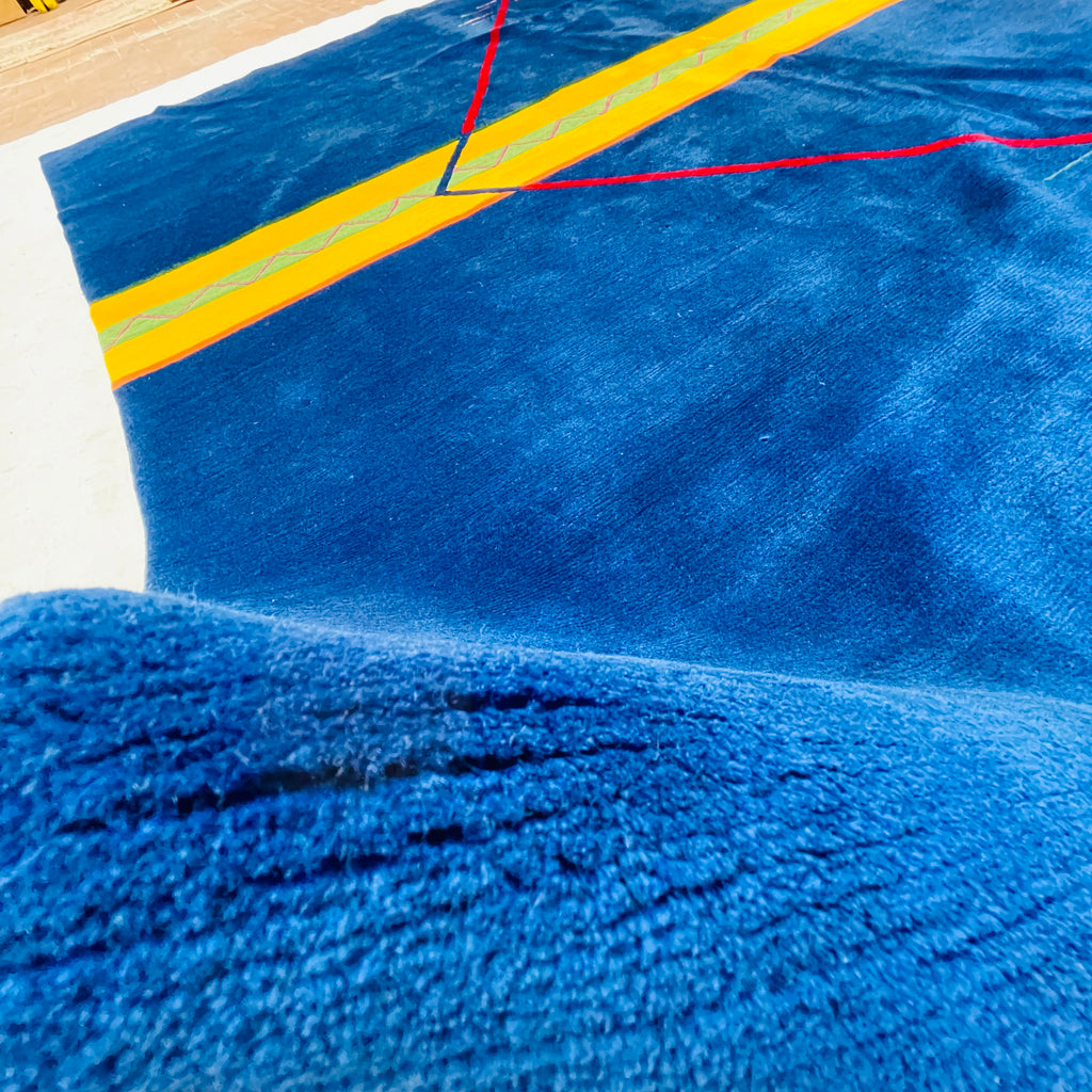 Nepal Teppich B-Ware Blau Gelb, handgeknüpftes Unikat – Ansicht 7