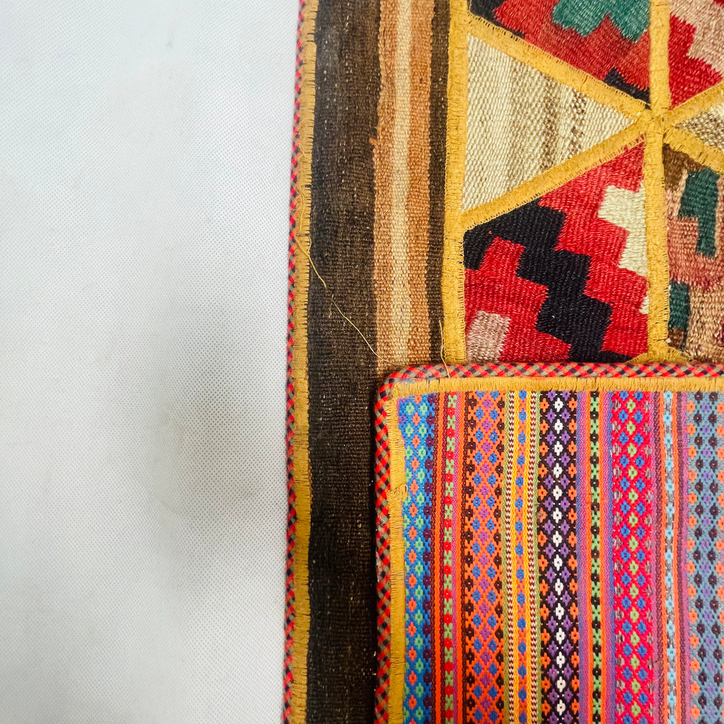 Patchwork Teppich 3D-Würfelmuster, handgefertigtes Unikat – Ansicht 10