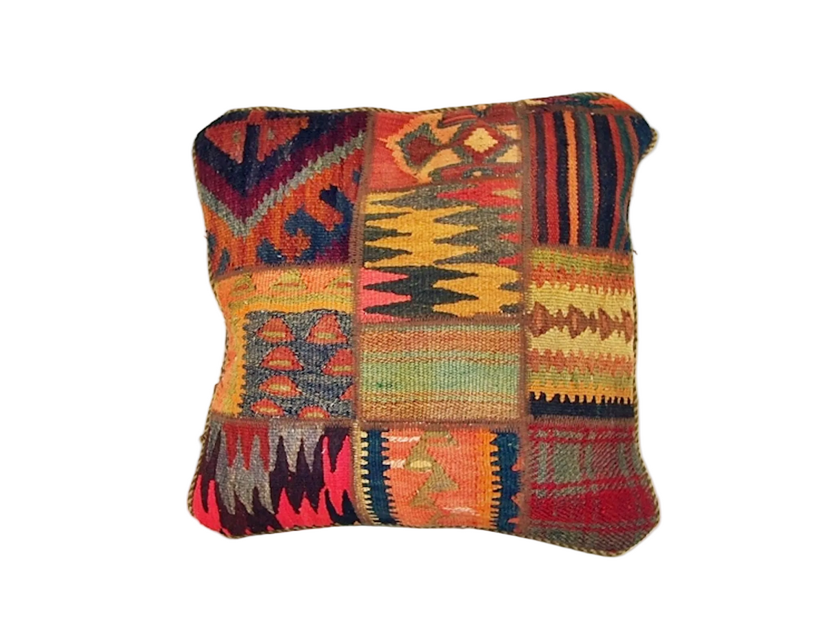 Patchwork Kelim Kissenhülle Tropfen, 50 × 50 cm (1,6 × 1,6 ft), handgewebtes Unikat