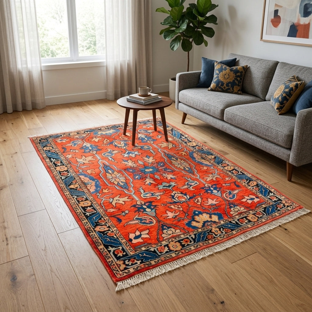 Orientteppich Terracotta Blau, handgeknüpftes Unikat – Ansicht 2