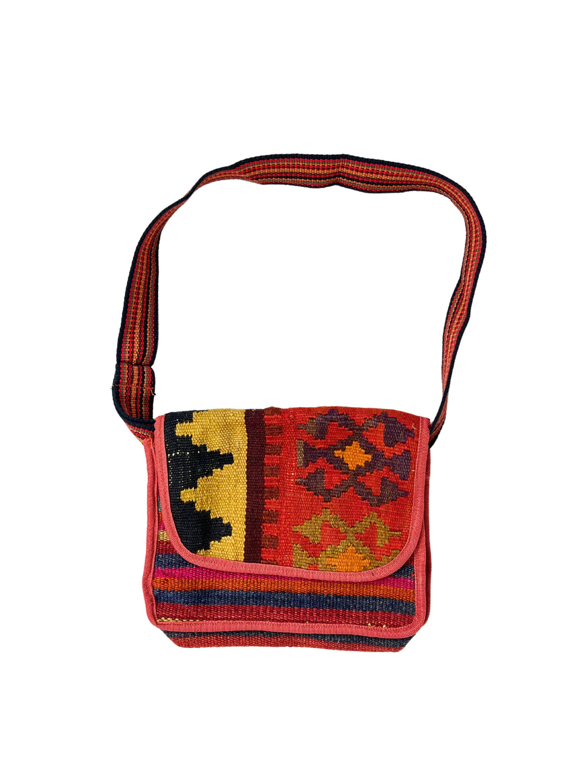 Kelim Umhängetasche Nomad Altorient, 22 × 25 × 8 cm, handgewebtes Unikat