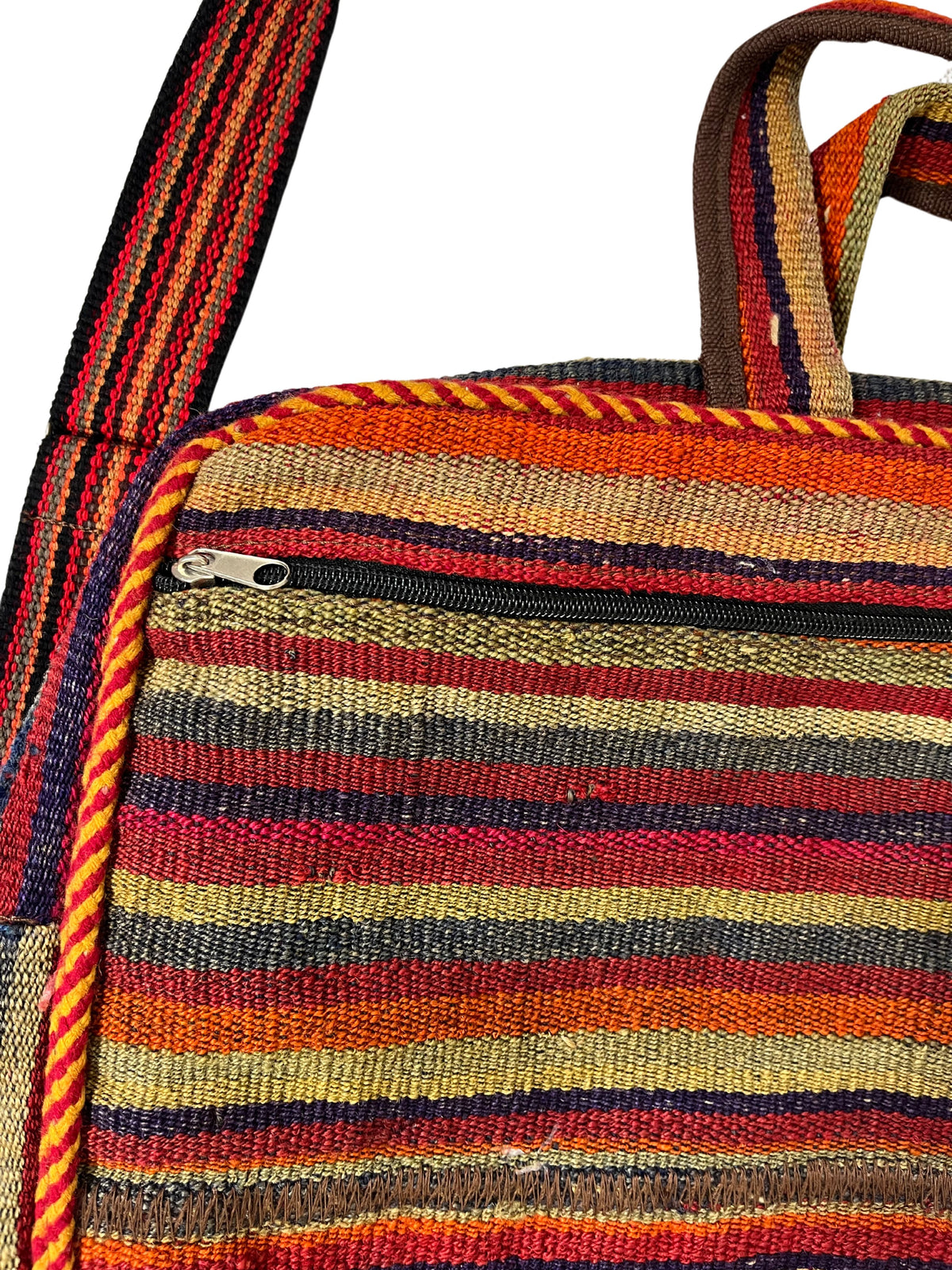Kelim Tasche Nomad Oliv Creme, handgewebtes Unikat – Ansicht 4