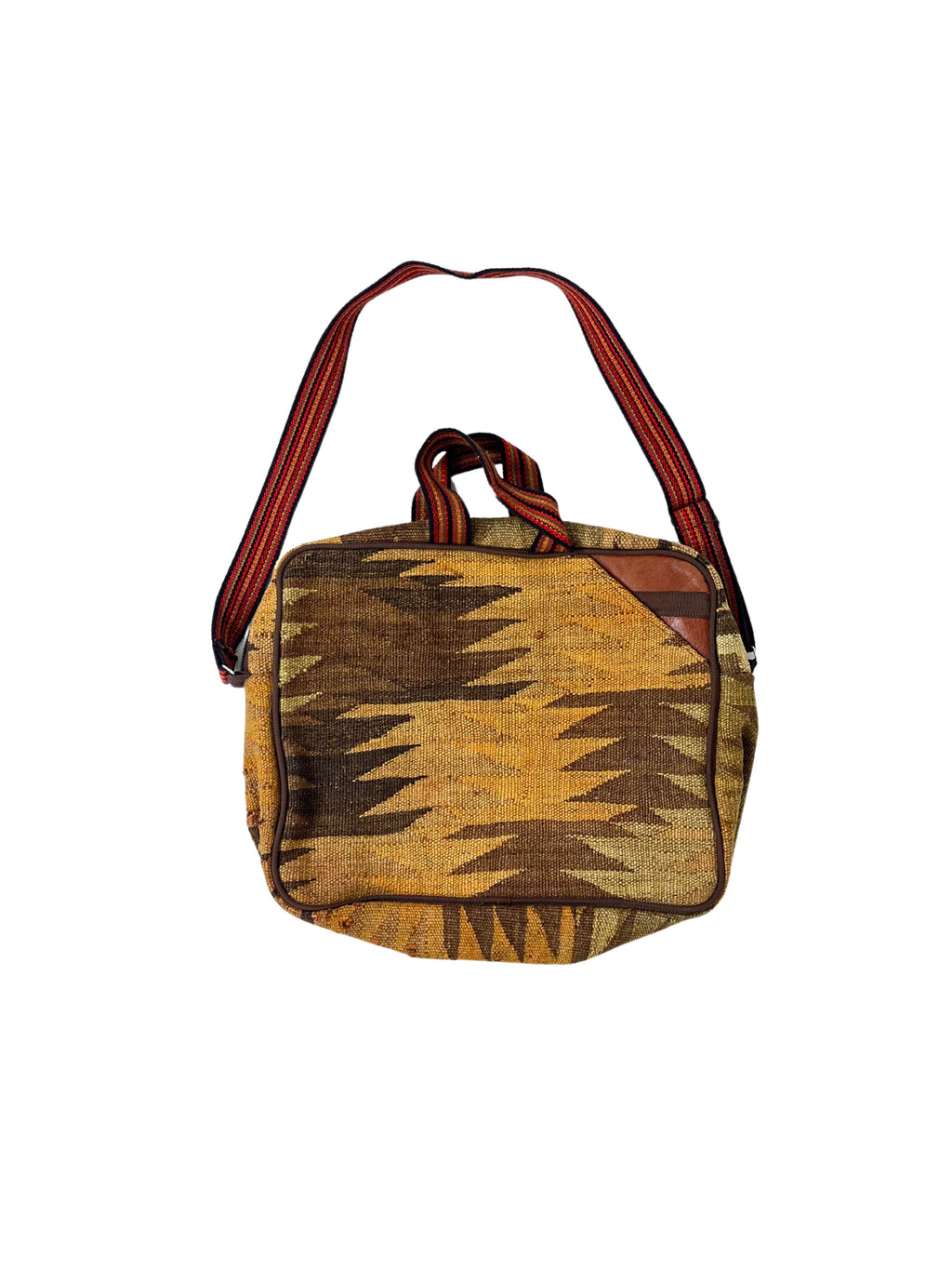 Kelim Tasche Nomad Erdtöne, 40 × 50 × 10 cm, handgewebtes Unikat