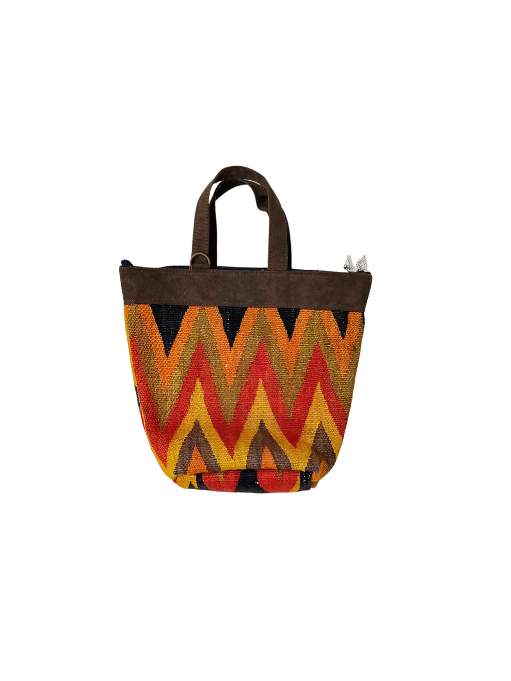 Kelim Umhängetasche Nomad Boho, 32 × 35 × 9 cm, handgewebtes Unikat