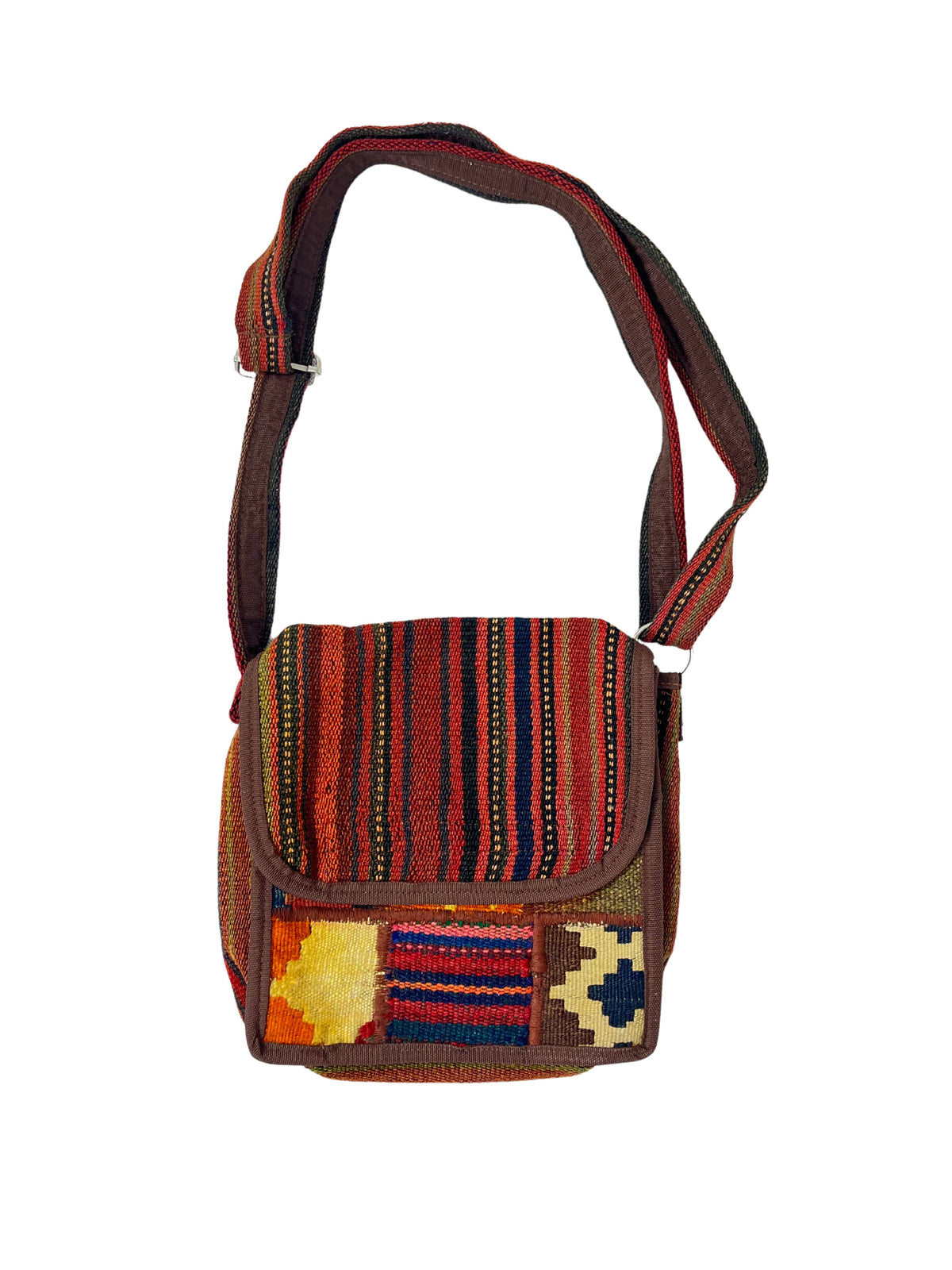 Kelim Umhängetasche Nomad Multicolor, 29 × 26 × 8 cm, handgewebtes Unikat